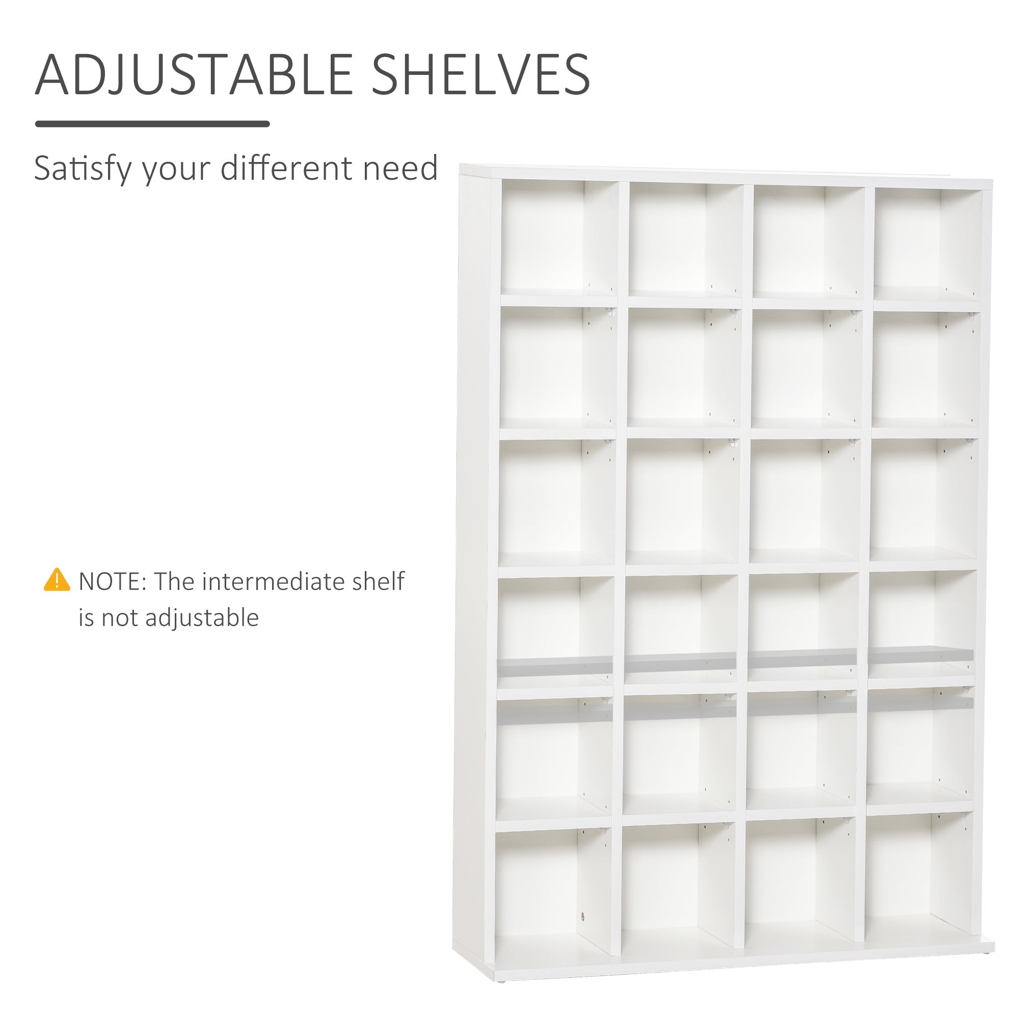 HOMCOM CD Storage Unit with Adjustable Shelves, 89 x 130.5 cm, White
