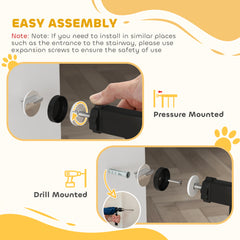 PawHut 135cm Extra Tall Dog Gate with Cat Door, Fits Openings 81-108 cm Pressure Mounted for Doorways, Hallways, No Drilling