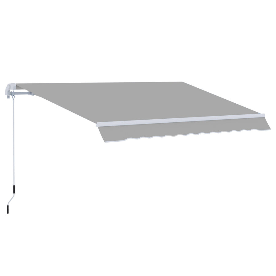 Outsunny Awning Canopy Manual Retractable Porch Sun Shade Shelter 3 x 2m Light Grey