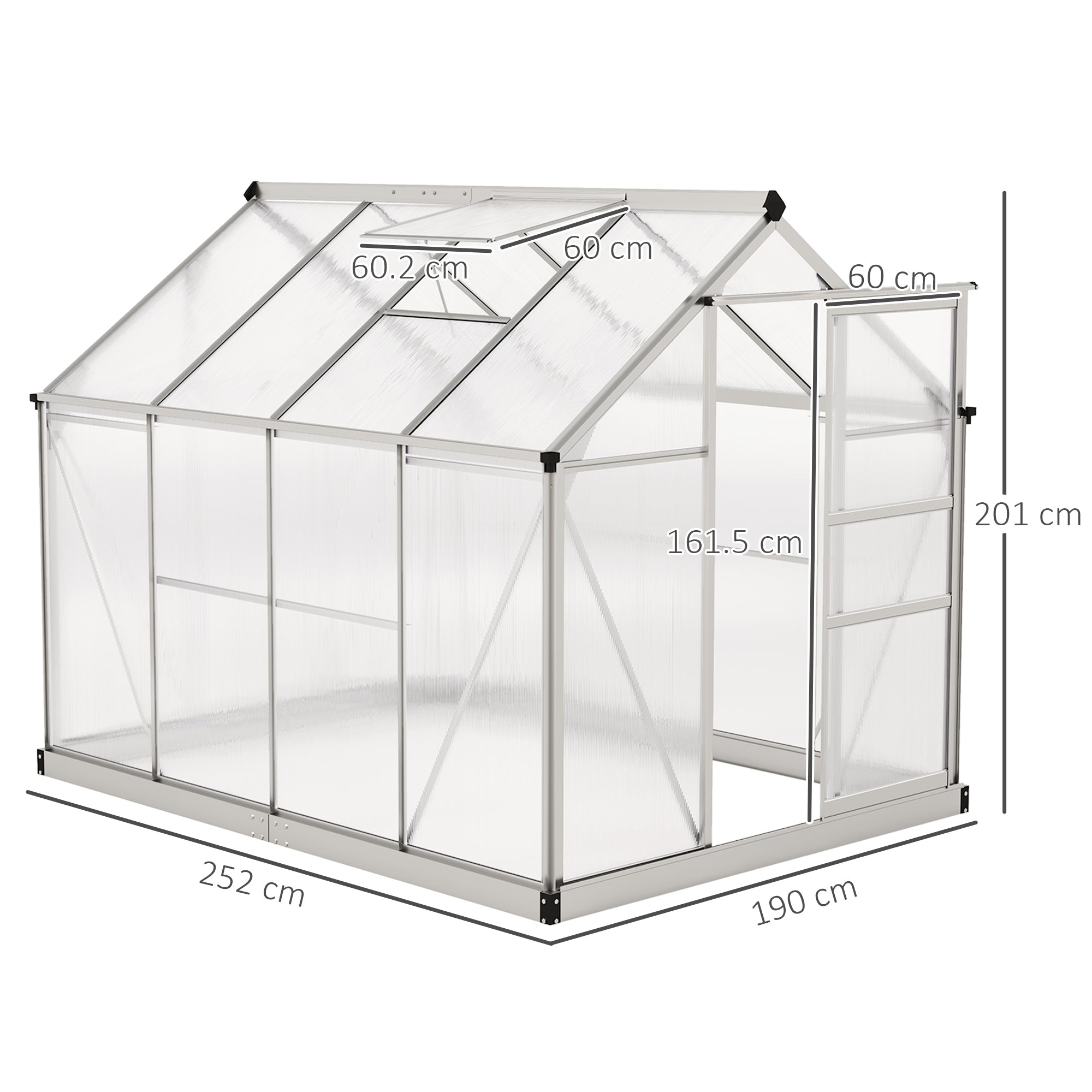 Outsunny 6 x 8ft Walk-In Greenhouse, with Sliding Door - Clear