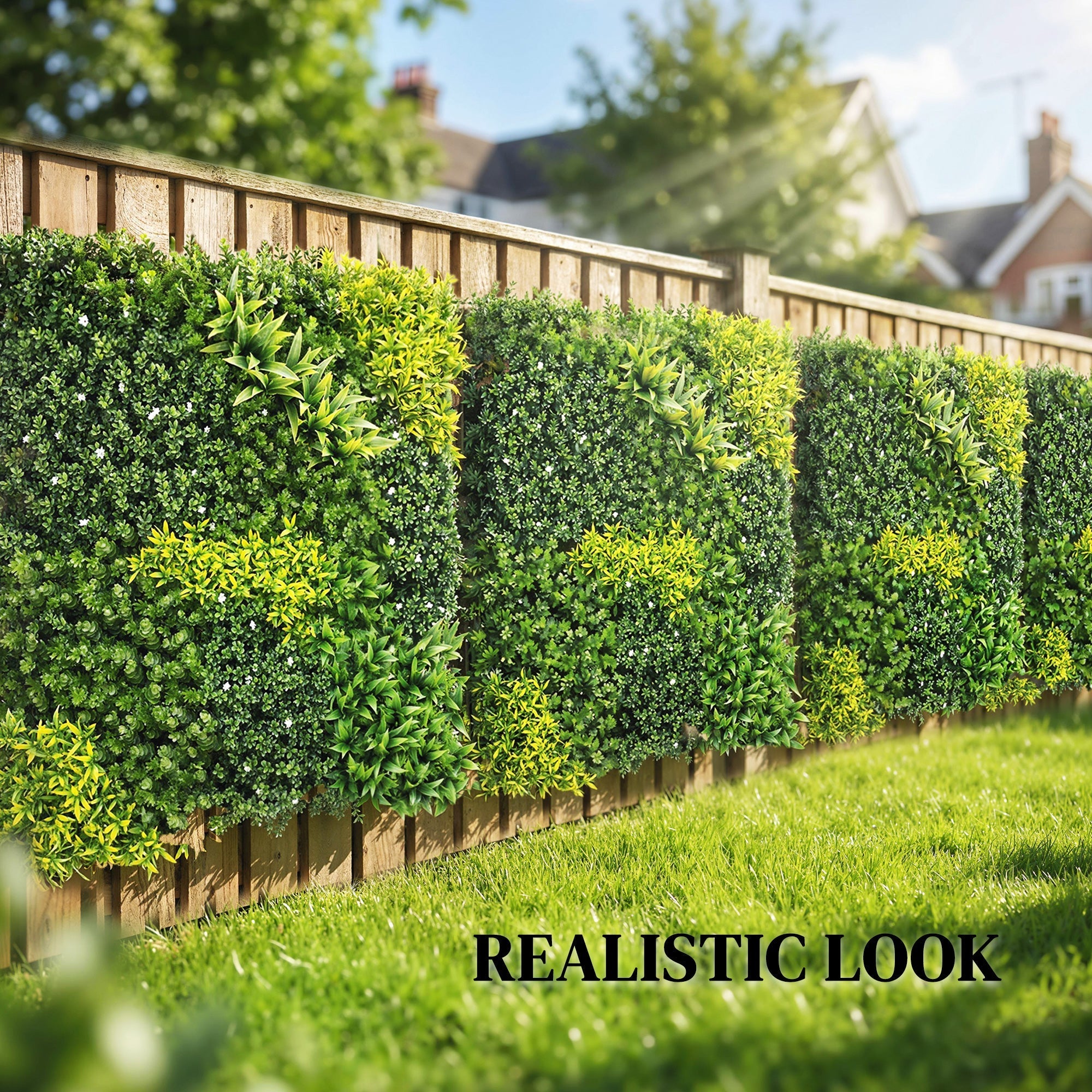 Outsunny Artificial Plant Wall Panel, 100x100 cm Artificial Grass Backdrop Wall, Green