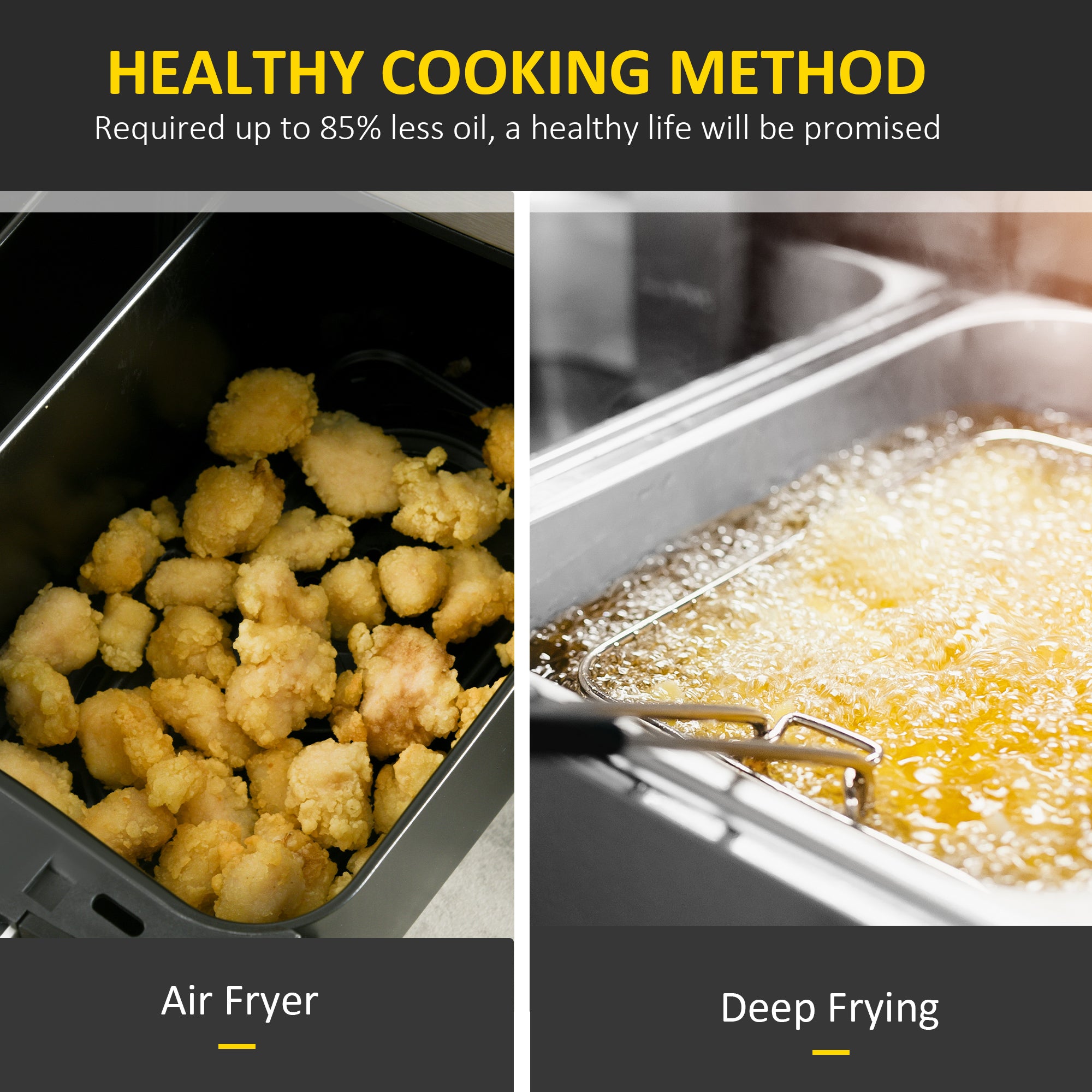 HOMCOM Dual Zone Air Fryer, 10-in-1 8L with Sync Cook & Sync Finish, 60-Minute Timer for Oil Free & Low Fat Cooking, 2400W