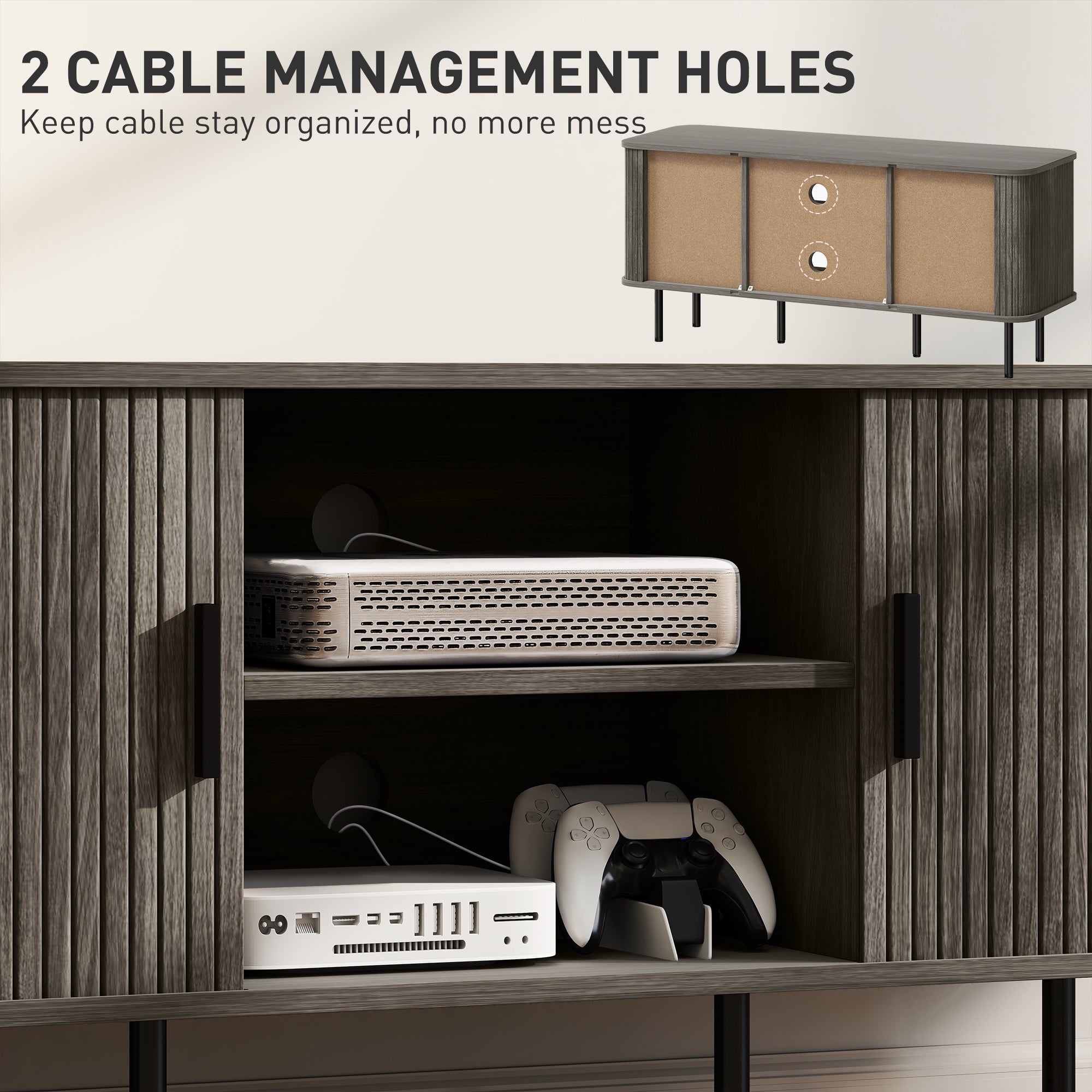 HOMCOM TV Stand Cabinet for TVs up to 55 Inches, TV Unit with Storage Shelves and Cupboard for Living Room, Grey