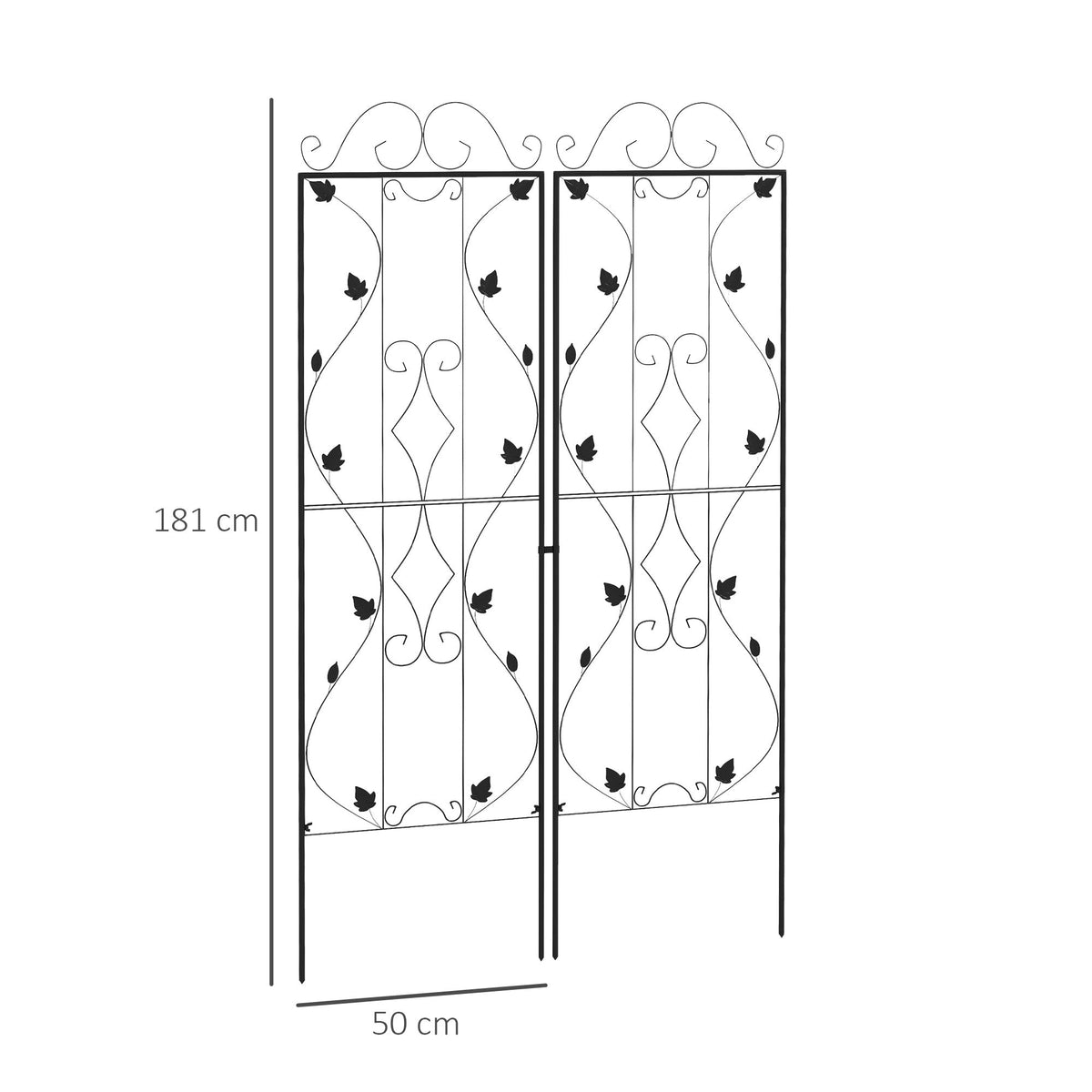 Outsunny Metal Trellis Set of 2, Garden Trellis for Climbing Plants Support Frames, Leaf Design