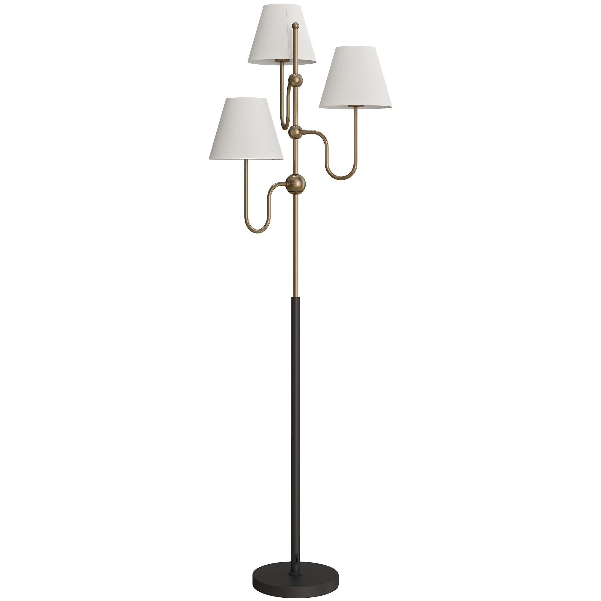 HOMCOM Floor Lamp, 165 cm Tall Standing Lamp with 3 Light and Foot Switch for Living Room, Bedroom, Bedside, Office, E27 Base Without Bulb (40W Max)