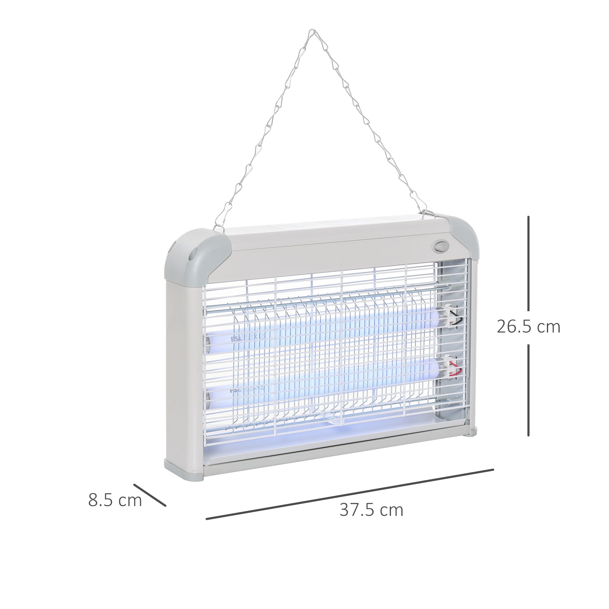 Outsunny Electric Fly Zapper, 20W Electric Fly Killer, Wall Hanging Bug Zapper Indoor & Outdoor Attracting Insect Mosquito Killer, Grey