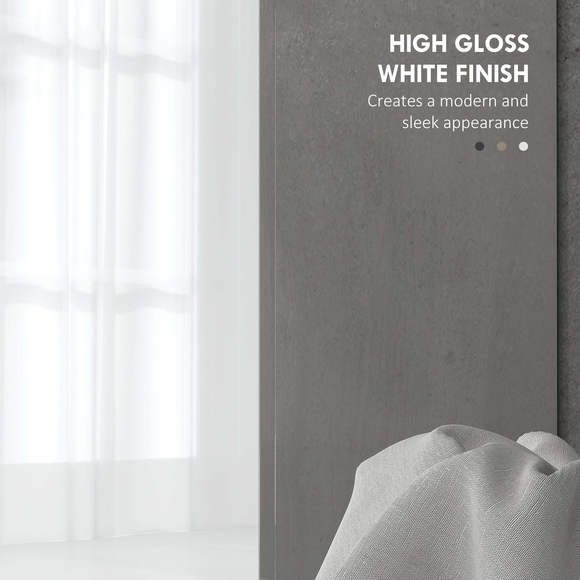 HOMCOM Modern Under-Sink Bathroom Cabinet - High Gloss White