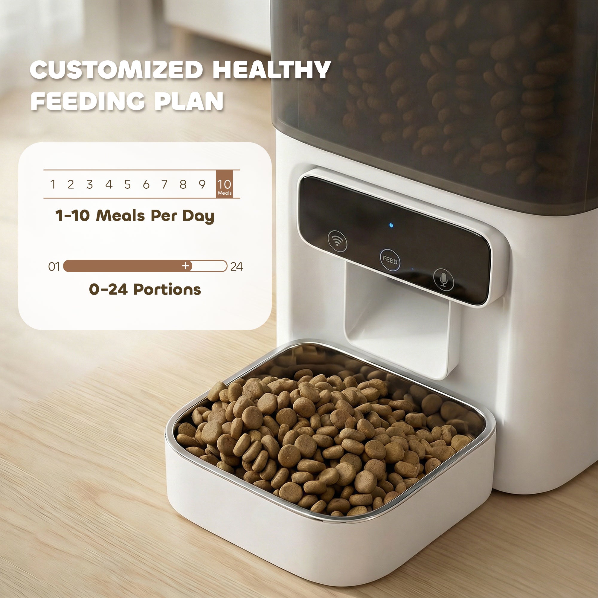 PawHut Automatic Cat Feeder, 4.5L WiFi Cat Food Dispenser with Timer, Programmable 1-10 Meals, Auto Pet Feeder