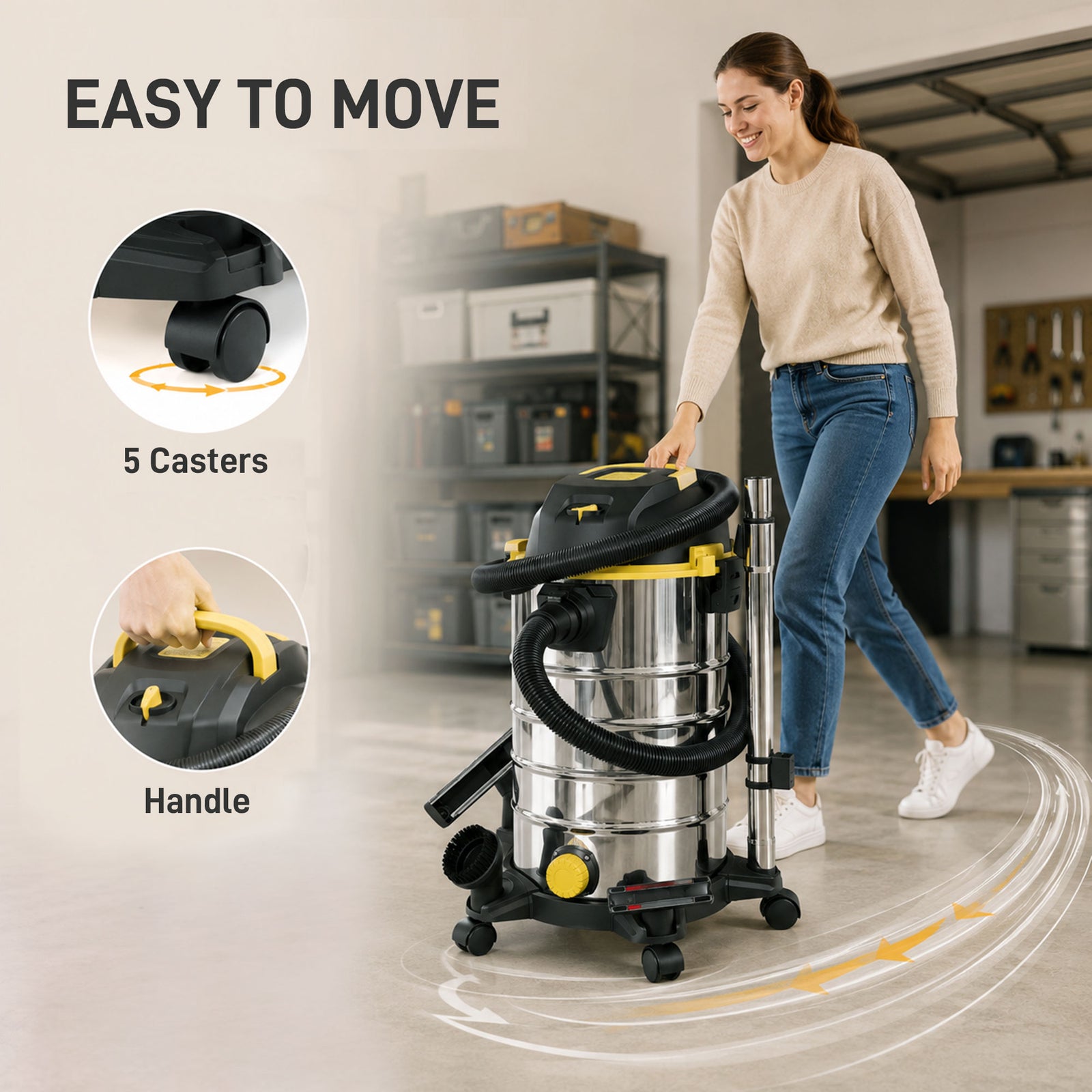 HOMCOM 1400W Vacuum Cleaner, 3-in-1 Wet and Dry Vacuum Cleaner with Blowing Mode and 30L Stainless Steel Tank, Silver Tone