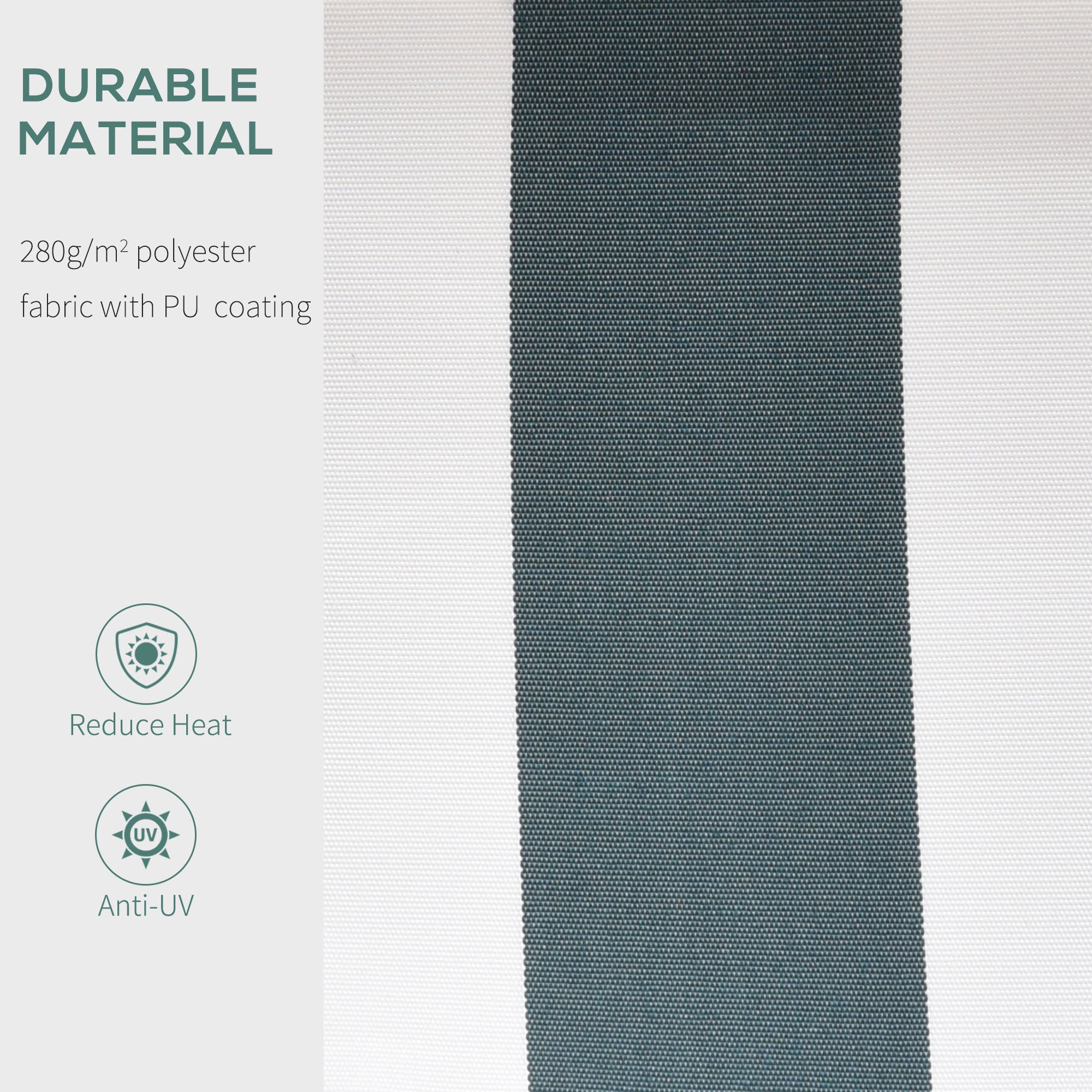 Outsunny Retractable Awning, 2.5x2 m-Dark Green/White