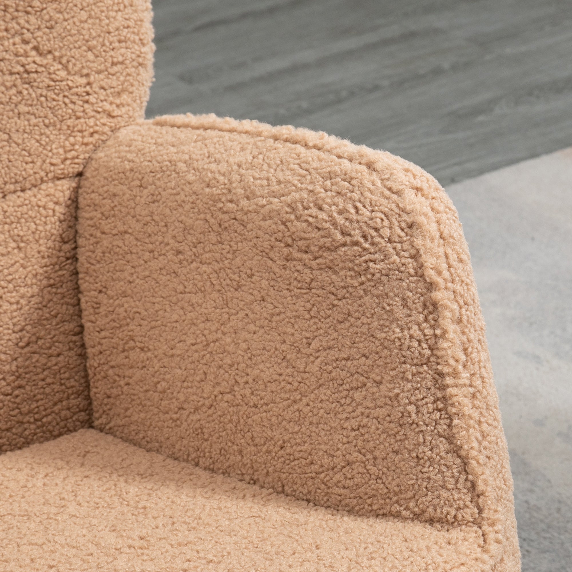 HOMCOM Soft Fleecey Rocking Wingback Chair - Light Brown