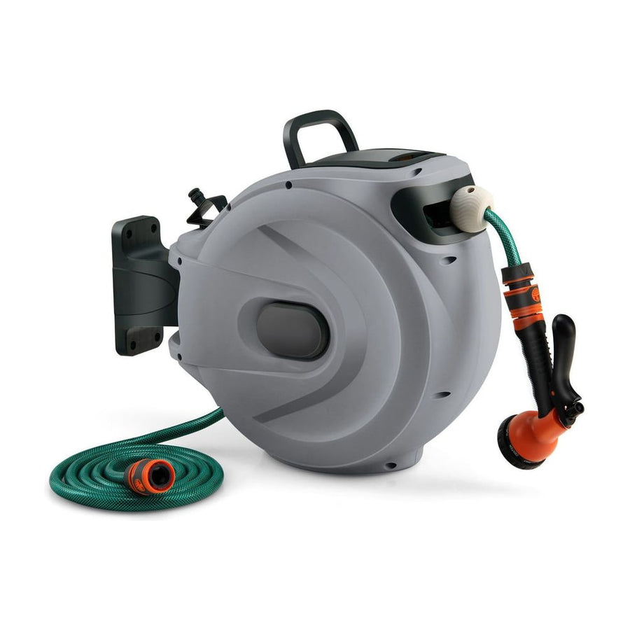 Retractable Garden Hose Reel in Grey