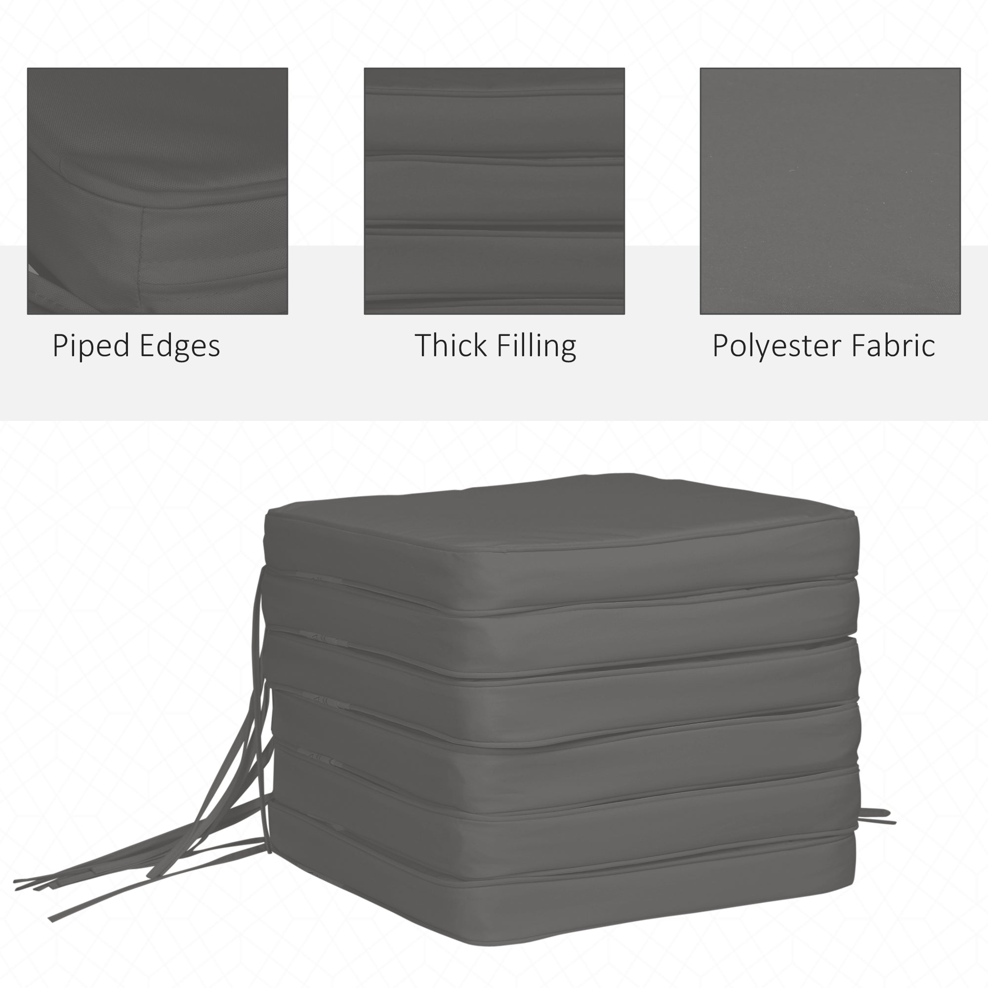 Outsunny Set of 6 Pcs Chair Cushion, 42Lx42Wx5T cm-Grey