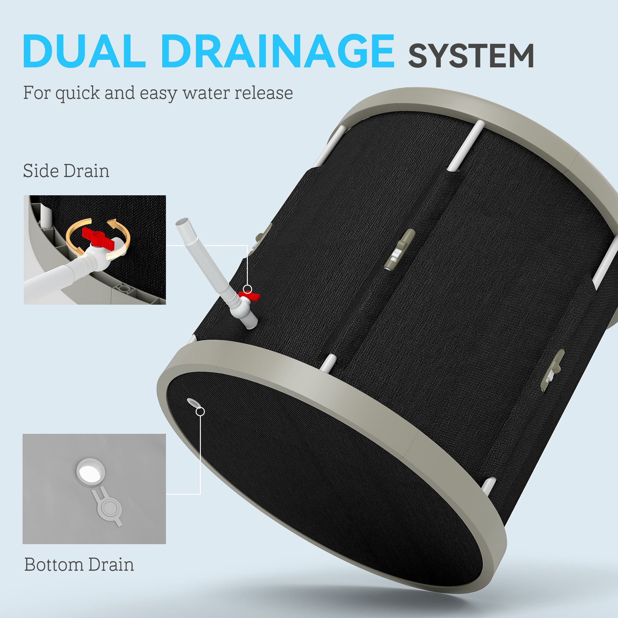 SPORTNOW 210L Outdoor Ice Bath Tub, with Lid, Cover, Carry Bag, Black