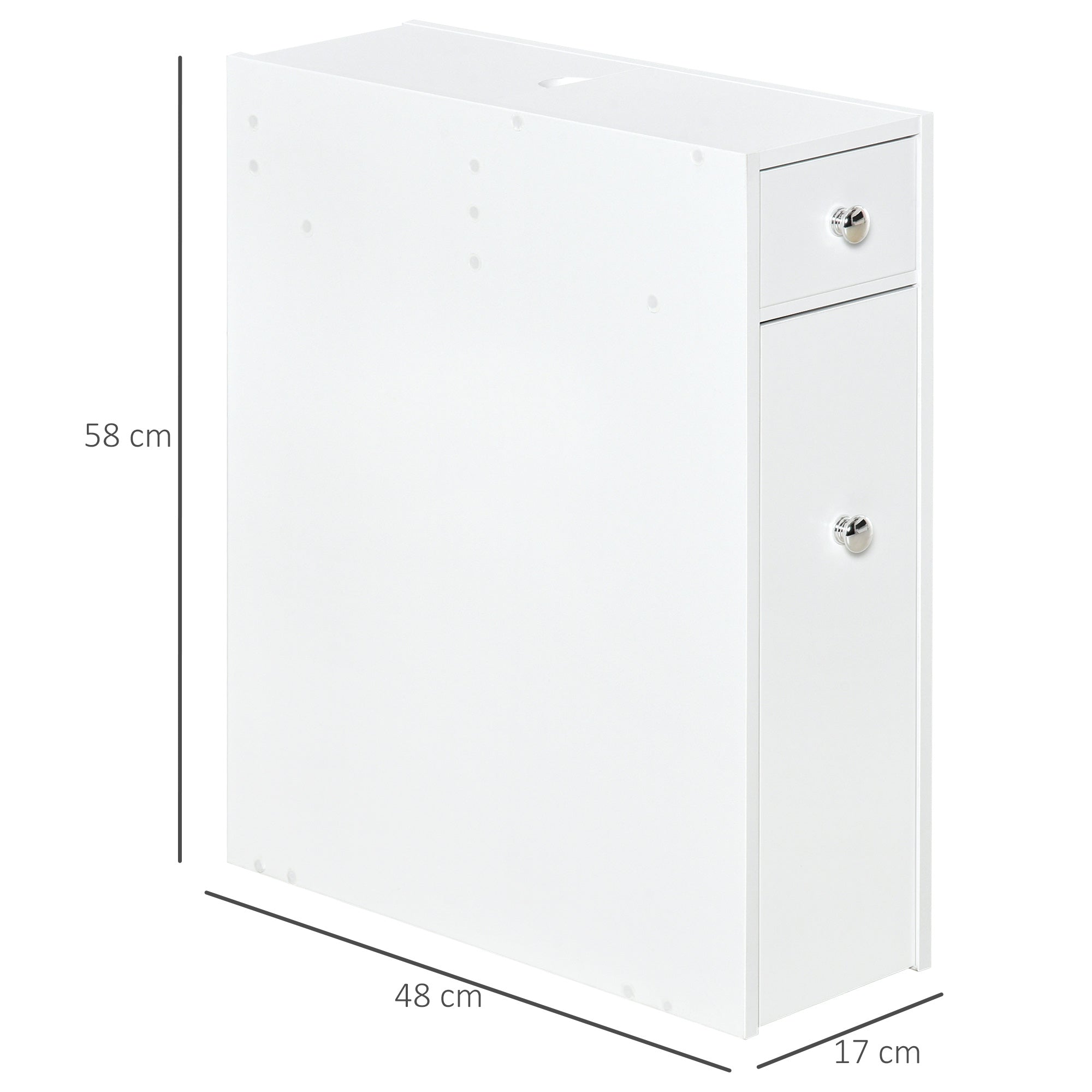 HOMCOM Bathroom Slim Floor Cabinet Narrow Wooden Storage Home Bath Toilet Cupboard Organiser Unit with Drawers White