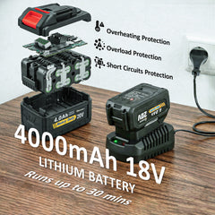 Outsunny Leaf Blower Cordless with 4000mAh Battery & Charger, 18V Lightweight Handheld Garden Blower with 6 Speed Levels