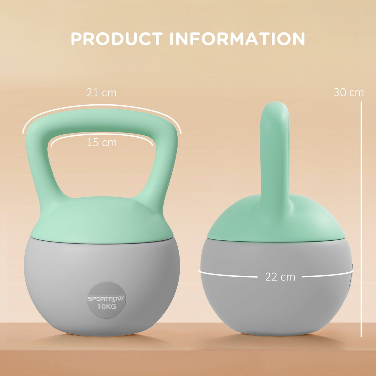 SPORTNOW 10KG Soft Kettlebell, Kettlebell with Non-Slip Handle for Home Gym, Weight Lifting, Strength Training, Green/Grey