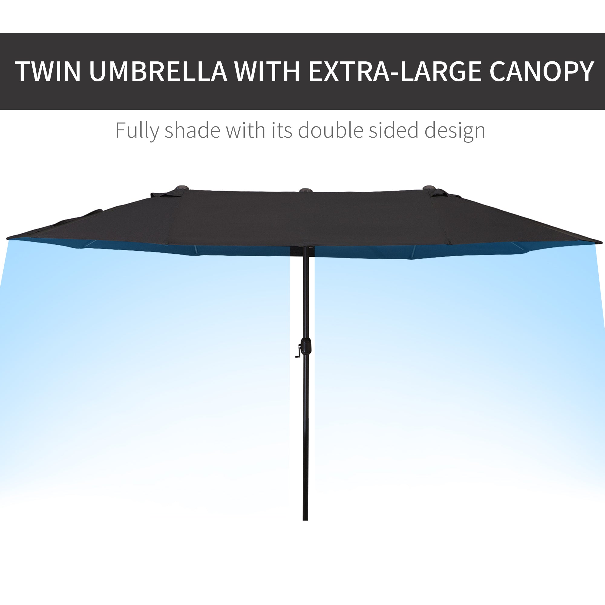Outsunny 4.6m Double Garden Parasol - Black