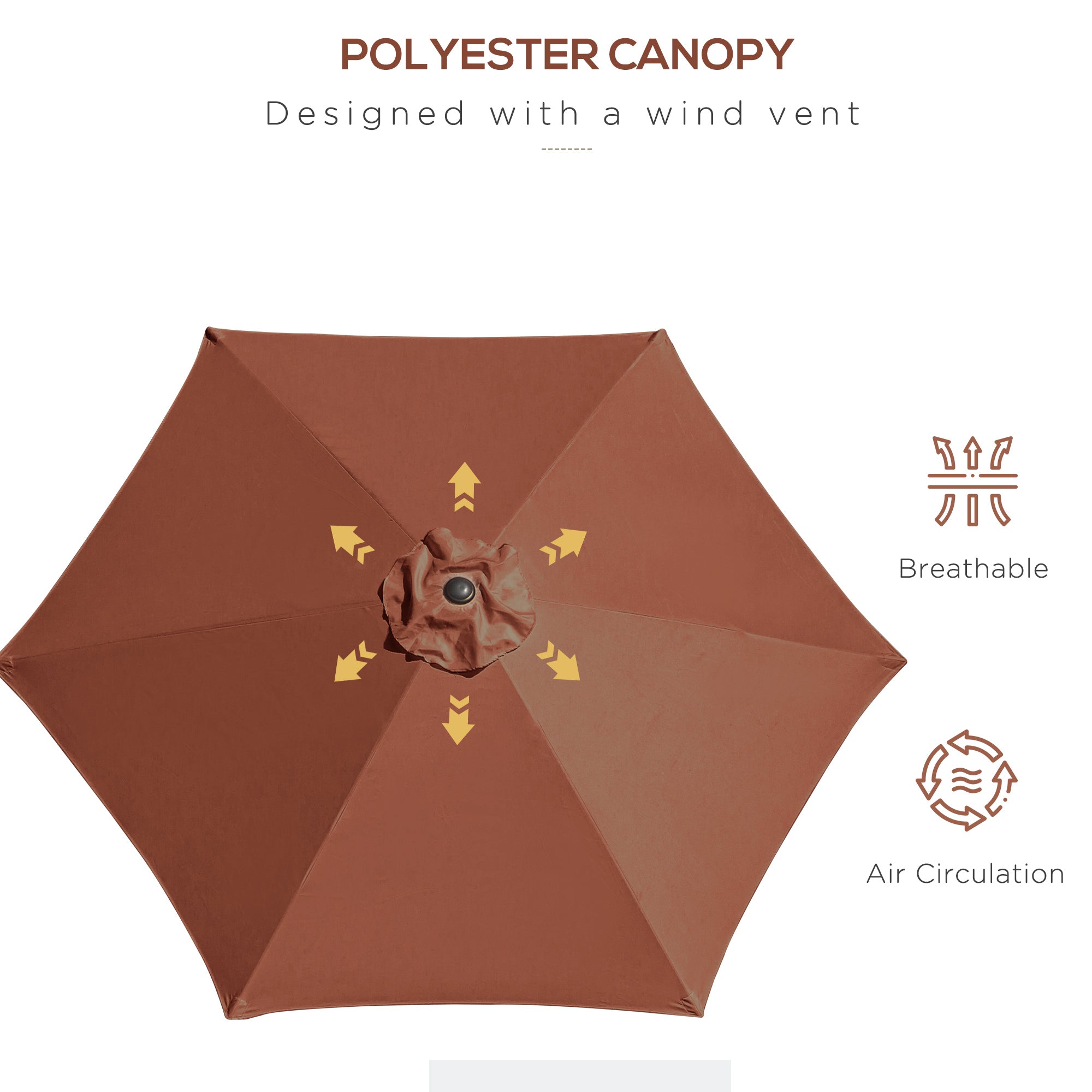 Outsunny 2.6M Garden Parasol Umbrella with Tilt and Crank, Outdoor Sun Parasol Sunshade Shelter with Aluminium Frame, Coffee