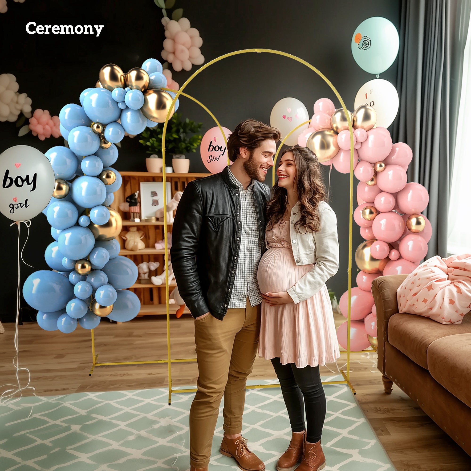 Outsunny Wedding Arch Frame Set, 2.2, 2, 1.8 m Metal Arch Backdrop Stand Set of 3, Balloon Arch Stand Set for Birthday Party, Bridal Shower, Graduation, Ceremony, Banquet Decorations, Gold Tone