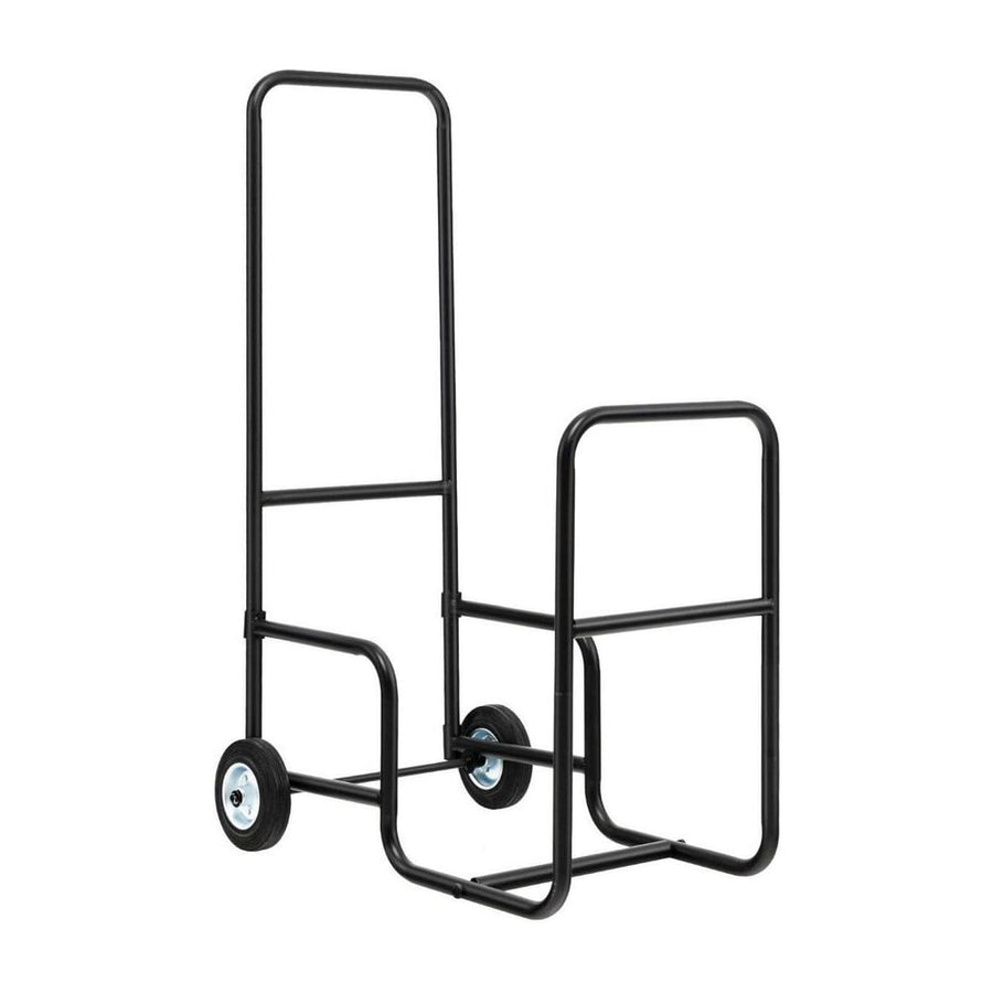 Rolling Fireplace Log Holder Carrier with Rubber Wheels and Convenient Handle