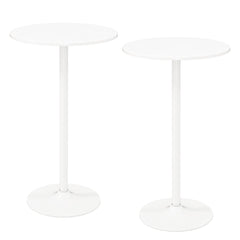 Round Bar Table with Adjustable Height and Metal Base Set of 2-White