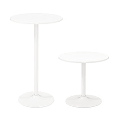 Round Bar Table with Adjustable Height and Metal Base Set of 2-White