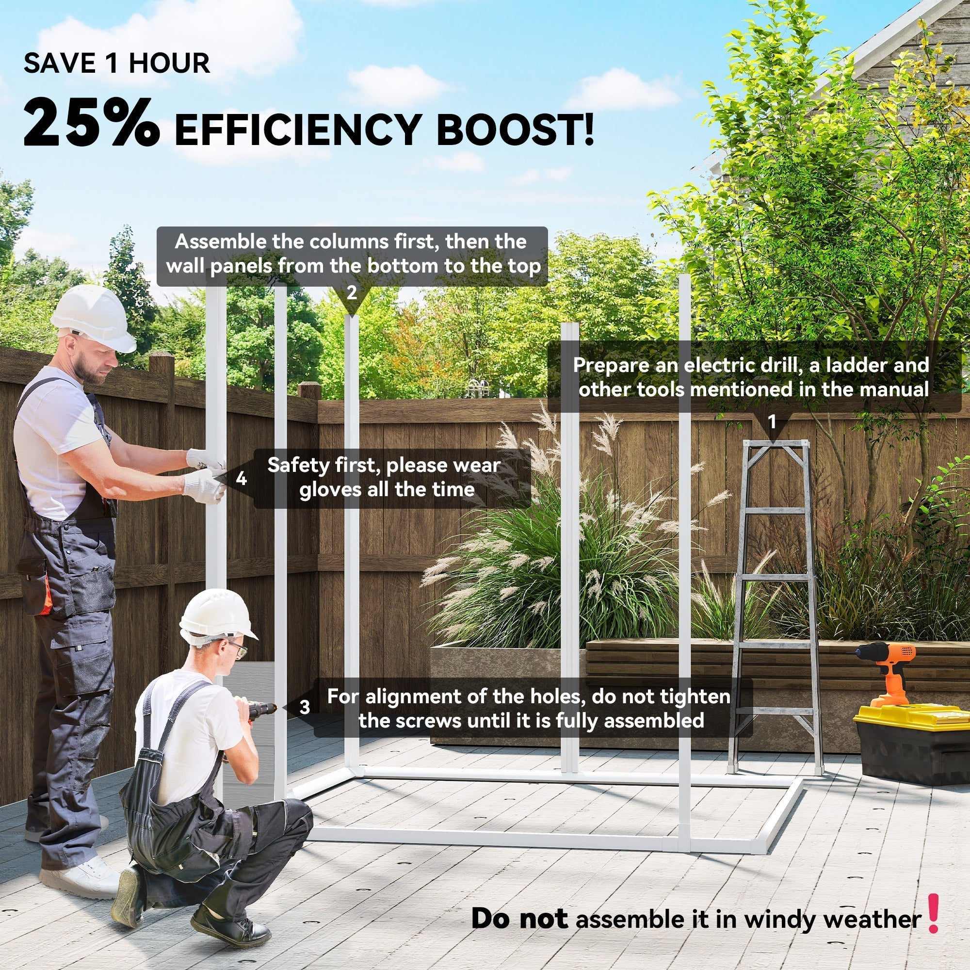 Outsunny 6 x 5ft Garden Shed, Plastic Shed with Floor, Window, Lockable Doors and Vents, Wood Effect Resin Tool Shed for Outdoor Patio, Light Grey