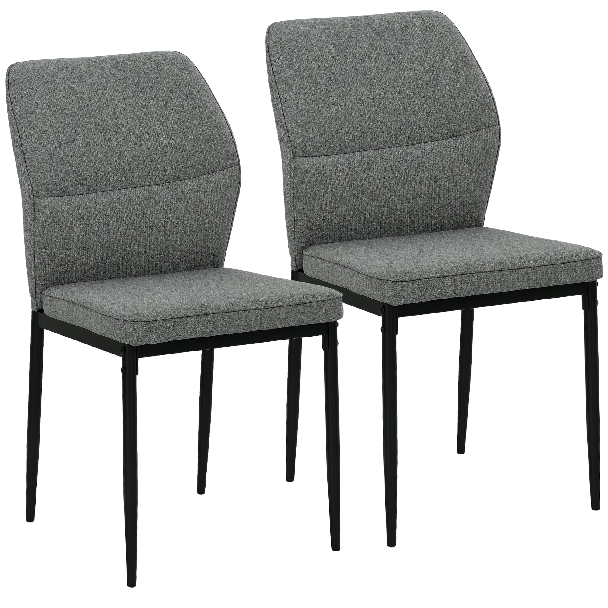HOMCOM Velvet Dining Chairs Set of 2, Modern Upholstered Kitchen Chairs with Metal Legs, Curved Back and Padded Seat, Armless Side Chairs for Dining Room, Bedroom, Living Room, Grey