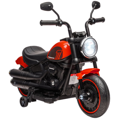 HOMCOM 6v Electric Motorbike with Training Wheels, One-Button Start