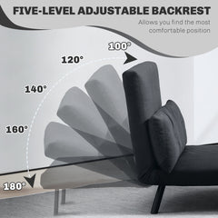 HOMCOM 4-in-1 Velvet-Feel Double Sofa Bed, with Pillows - Black