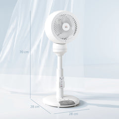 HOMCOM Standing Fan for Bedroom, 28" Pedestal Fan with Remote, 70° Oscillating, 90° Vertical Tilt, 3 Speeds, Adjustable Height, 7H Timer, Foot Button, White