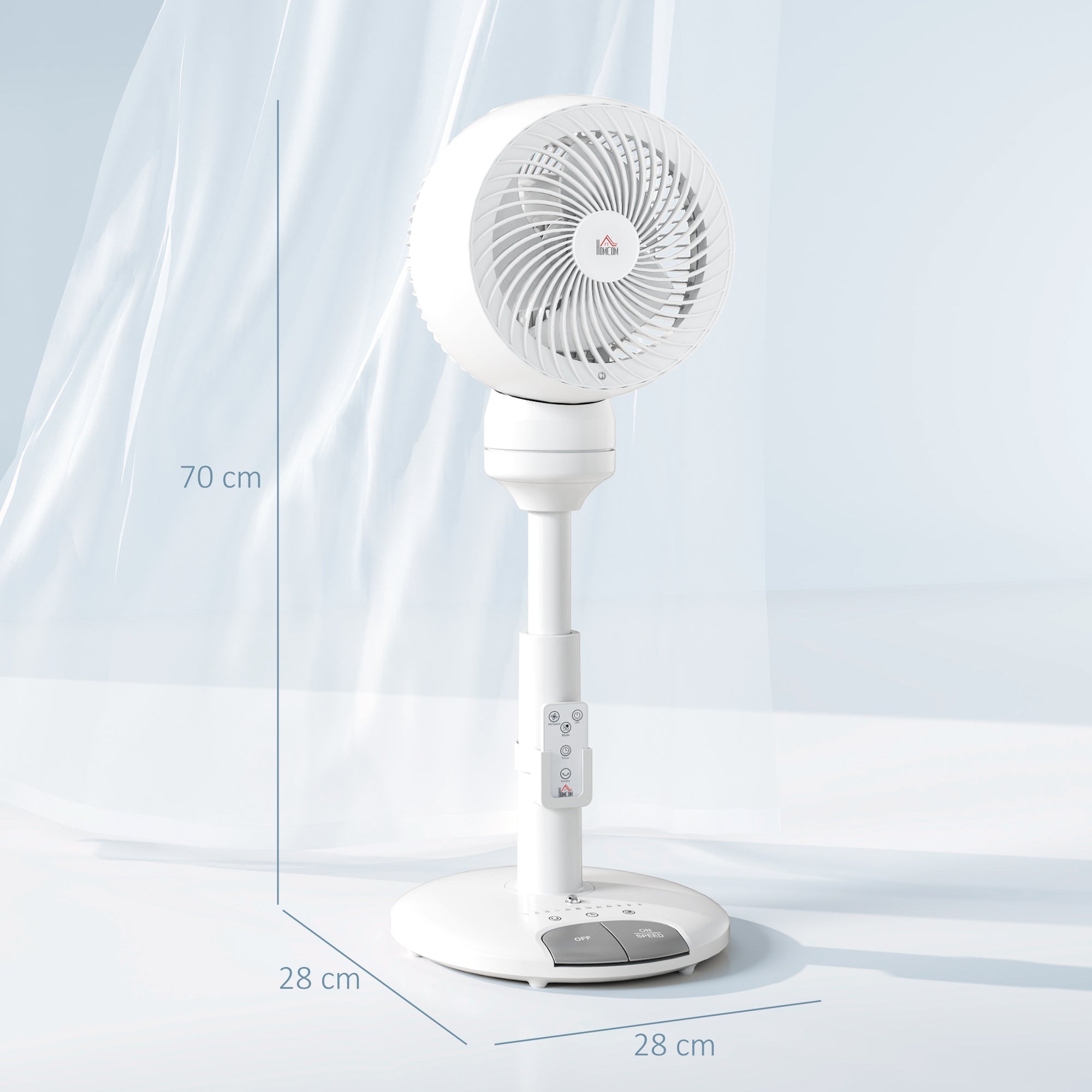 HOMCOM 9'' Air Circulator Fan 3 Speed 3 Mode, 70Â° Oscillation 90Â° Vertical Tilt, Remote Controller, for Living Room, Bedroom, Office, White