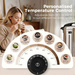 HOMCOM 24L Catering Urn, 2500W Stainless Steel Hot Water Boiler Dispenser with Thermostat, Keep Warm Function and Easy Pour Tap