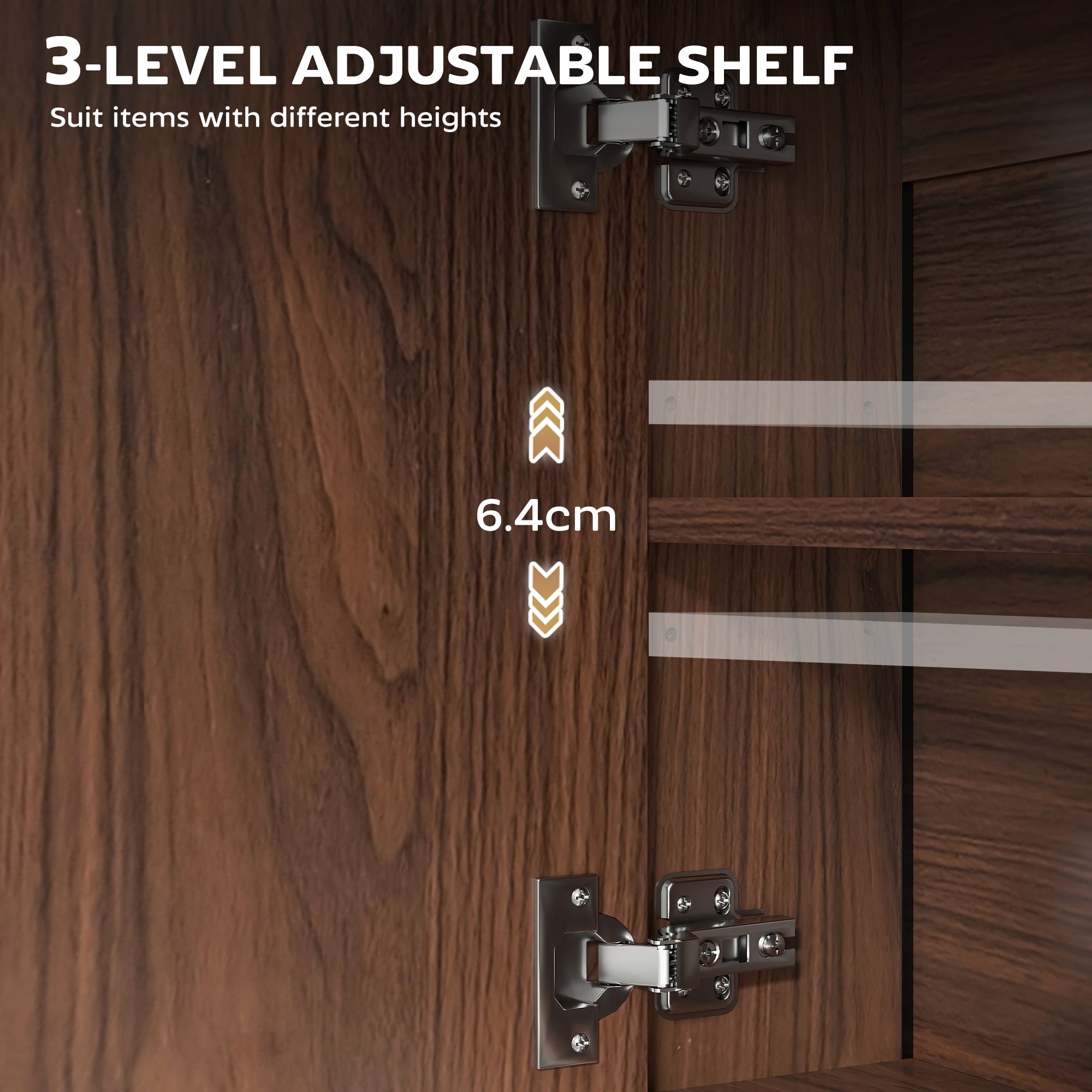 HOMCOM Bathroom Mirror Cabinet with Soft-Close Doors and Adjustable Shelf - Natural Wood Finish