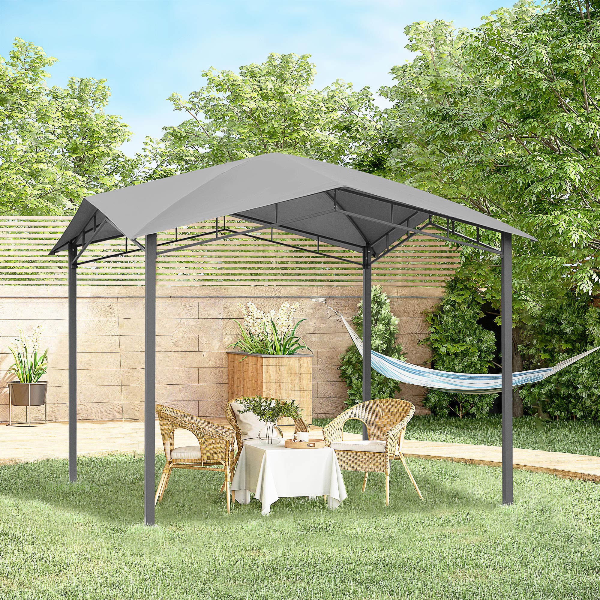 Outsunny 3x3(m) Outdoor Gazebo Garden Pavilion Sunshade Canopy Tent with Steel Frame, Grey