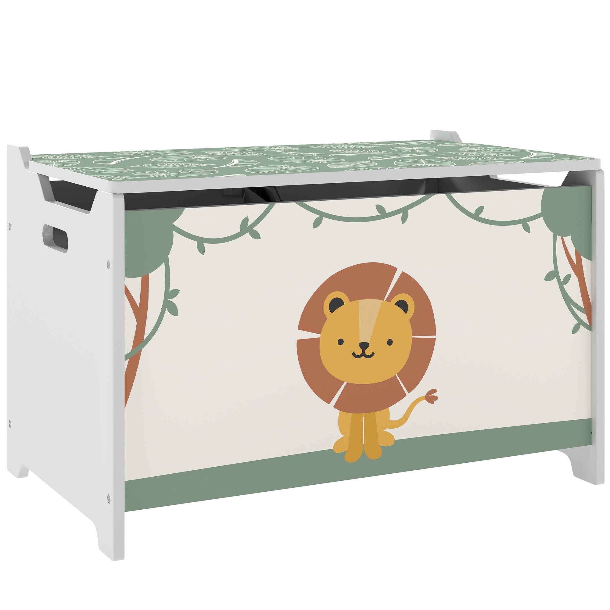 AIYAPLAY Toy Box with Lid, Safety Hinges and Groove Handles, Toy Storage organiser for Kids, Living Room, Playroom, Green