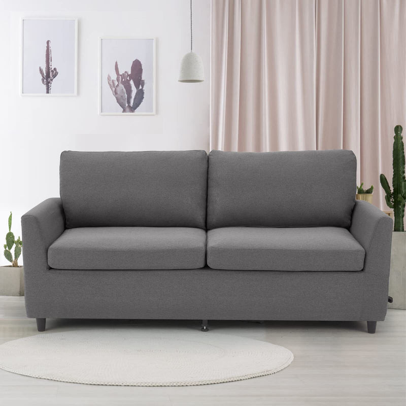 Modern Linen Fabric 3 Seater Sofa Grey Living Room