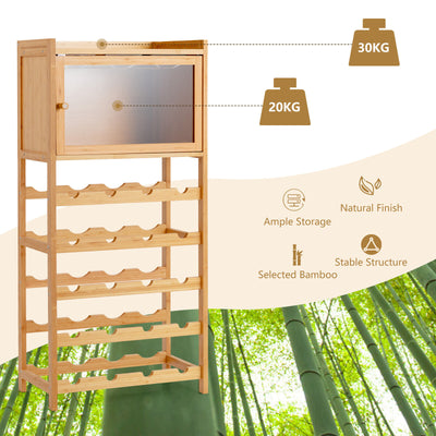 20-Bottle Bamboo Wine Rack Cabinet Freestanding Wine Display Cupboard Shelf