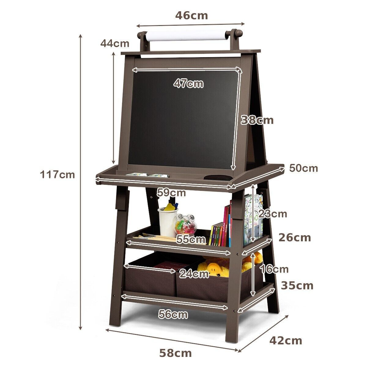 Children's Double-Sided Art Easel with Paper Roll – Infyniti Home