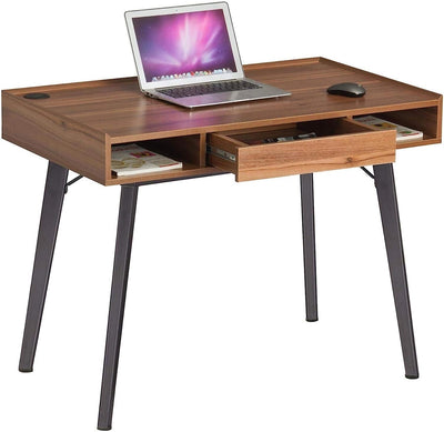 Computer Desk With Drawer Laptop Brown Oak Effect 100 x 60 cm Sherman Retro Home