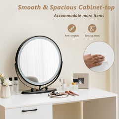 The smooth and spacious cabinet top of the office desk accommodates more items