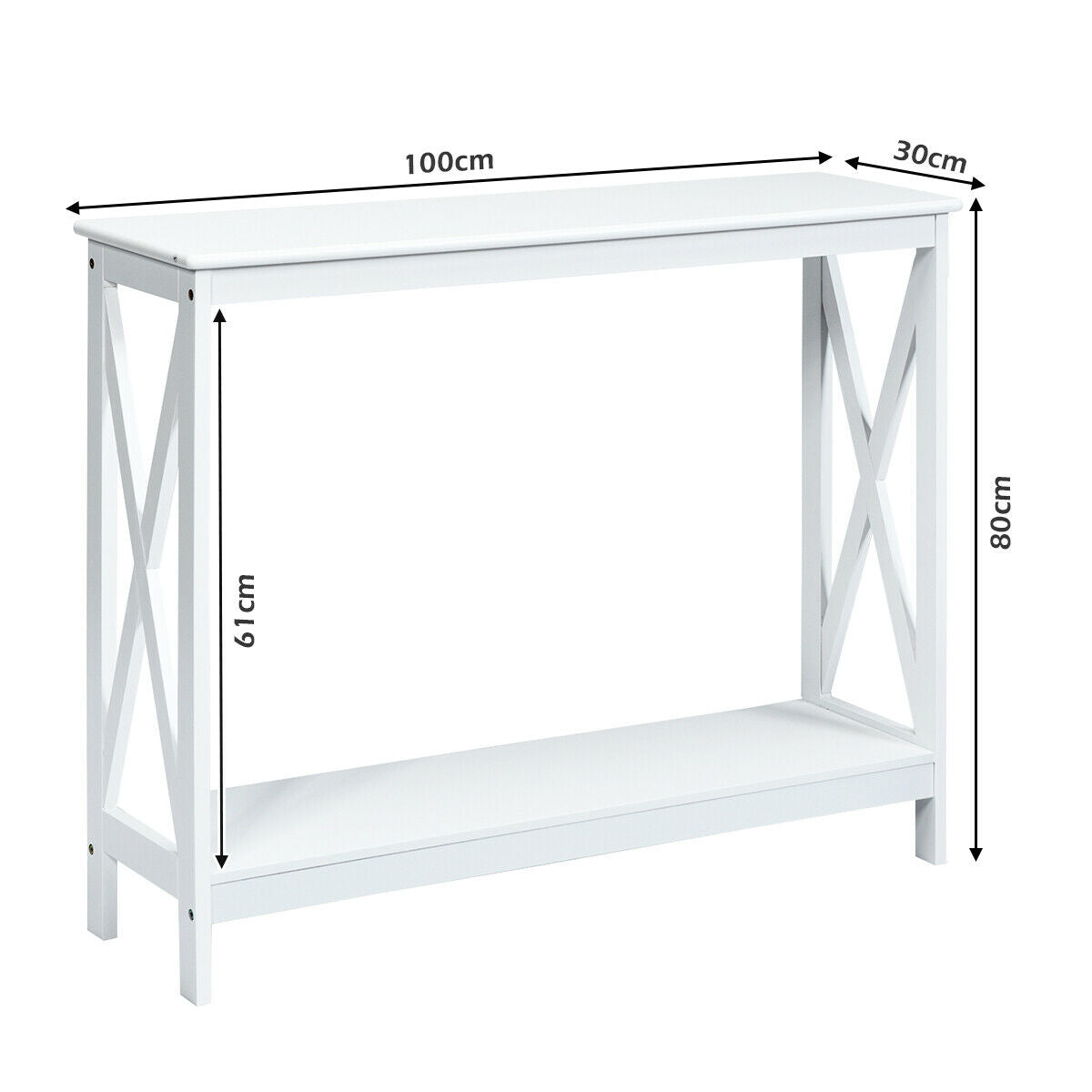 2 Tier Wooden Console Table-White