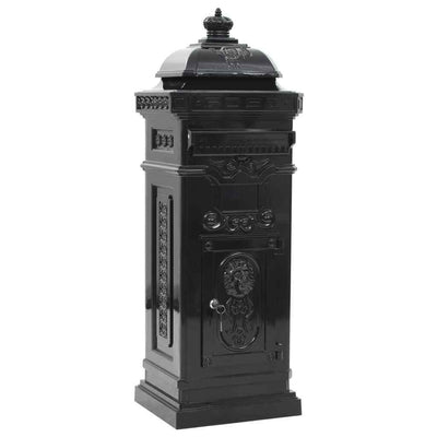 Pillar Letterbox Aluminium Vintage Style Rustproof Black