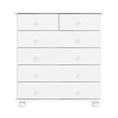 Chest of Drawers White Wooden with 2+4 Drawers Bun Feet Classic Style