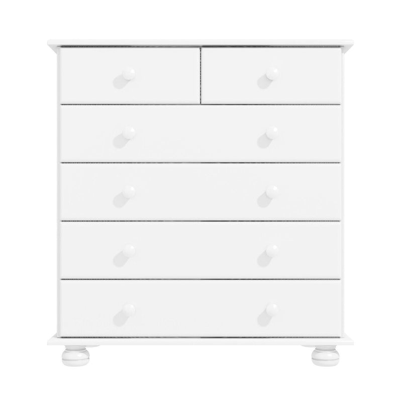 Chest of Drawers White Wooden with 2+4 Drawers Bun Feet Classic Style