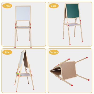 Kid Easel Wooden 3in1 Double Sided Magnetic Children's Drawing Art Chalk Board