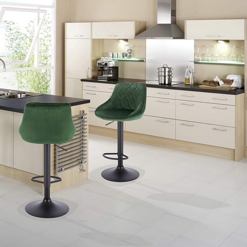 Breakfast Bar Stools Bar Chairs Kitchen Bar Stools with Velvet Swivel Gas