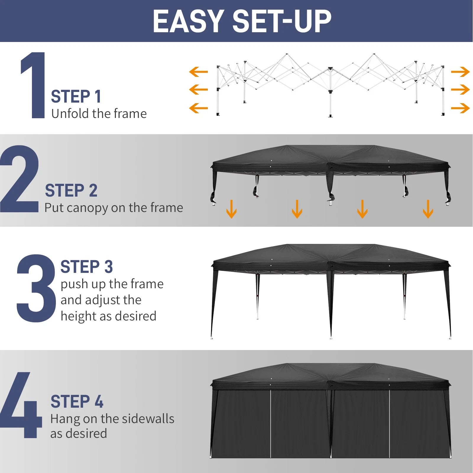 6m x 3m Garden Heavy Duty Pop Up Gazebo Marquee Party Tent Wedding Canopy Black