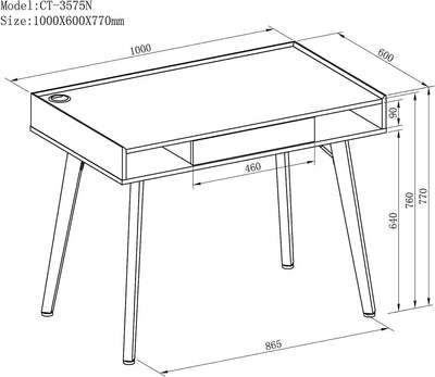 Computer Desk With Drawer Laptop Brown Oak Effect 100 x 60 cm Sherman Retro Home